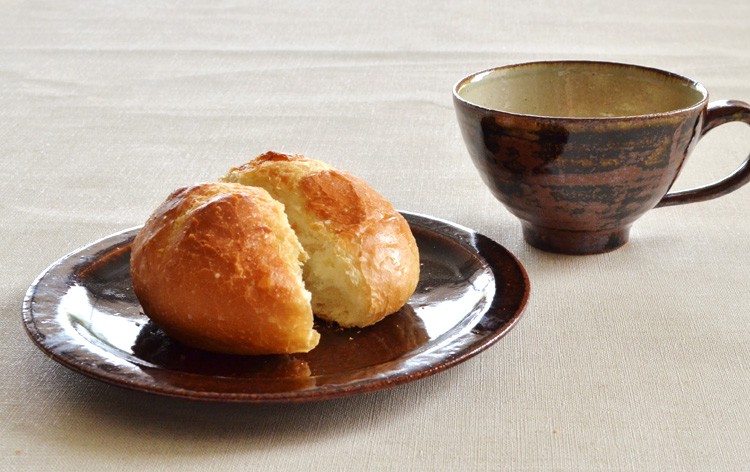 アメ釉パン皿