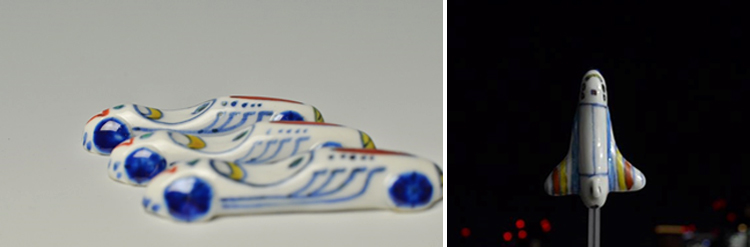 レーシングカーと、スペースシャトルの箸置き
