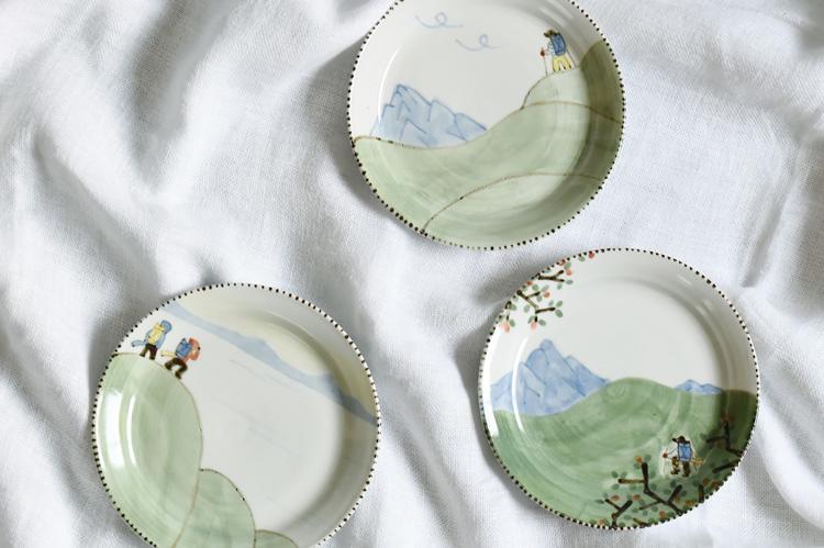 中町いずみ 大皿 中町いずみさん 大皿 中町いずみ 染付輪花吉祥皿（福）