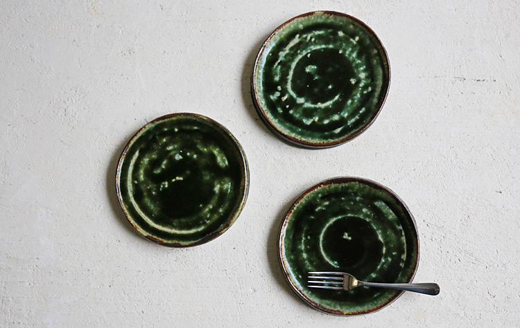 織部縁鉄リム5寸皿