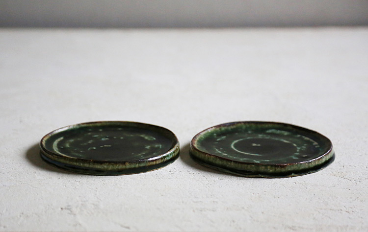 織部縁鉄リム5寸皿