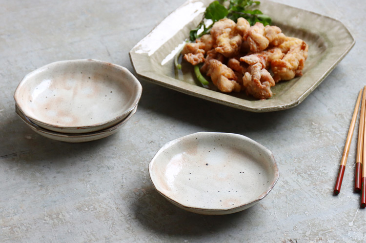 十角深皿5寸 粉引