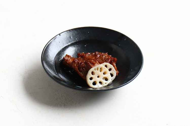 23 黒褐釉縁付7寸浅鉢