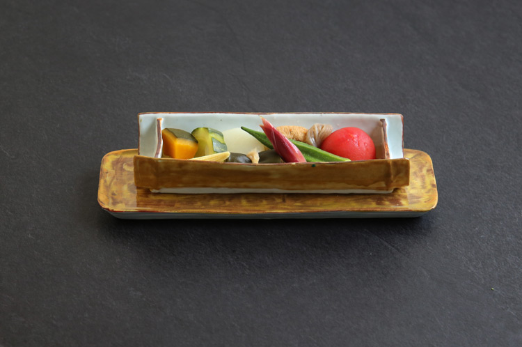 中尾万作 43 黄彩長板皿 ｜ 暮らしのうつわ花田 和食器 通販