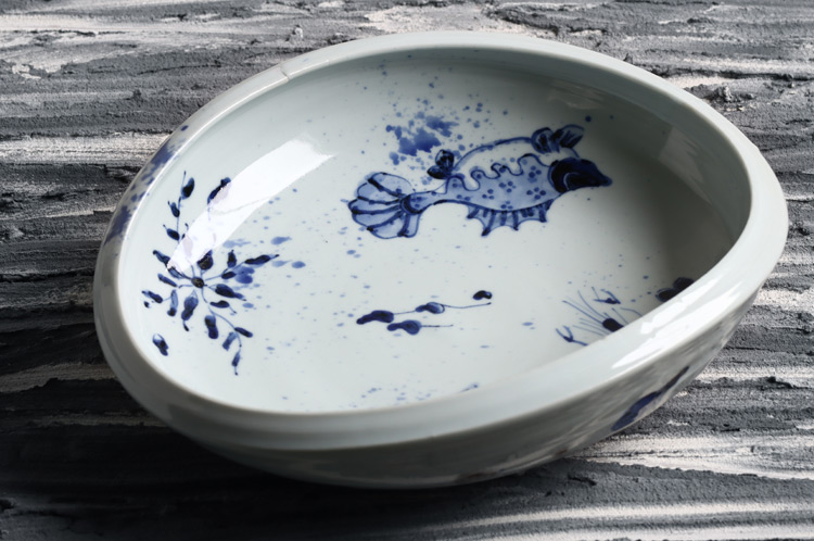 北野敏一（犀ノ音窯） 海老に双魚図たわみ大鉢 ｜ 暮らしのうつわ花田