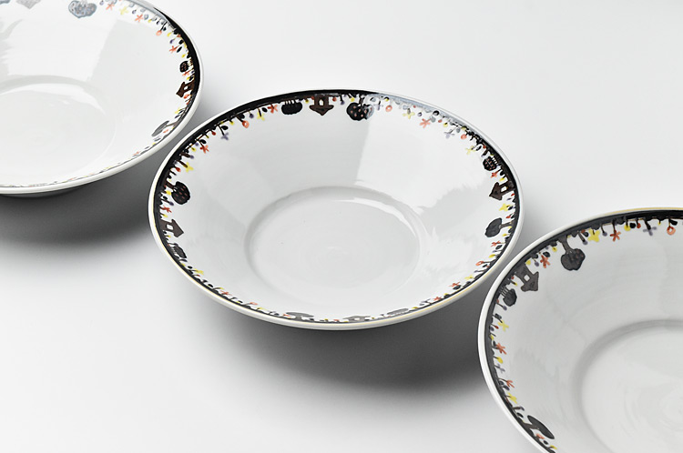 >色絵家並み 8寸深皿