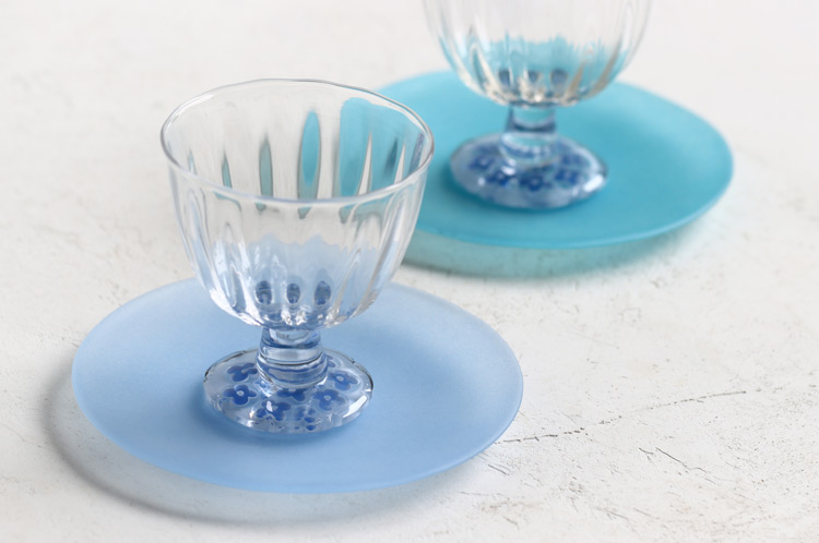 茶道具 平茶碗 ガラス 硝子 白粒子 中村真紀 吹きガラス 【公式通販】