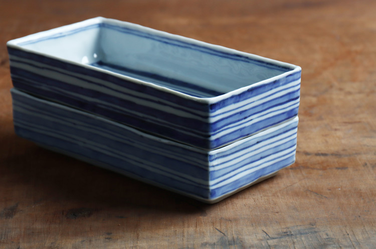 海野裕 染付有平長角皿 ｜ 暮らしのうつわ花田 和食器 通販