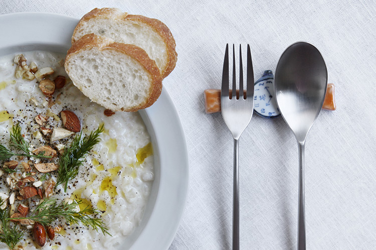 >カトラリーレスト時計（橙・英）箱付