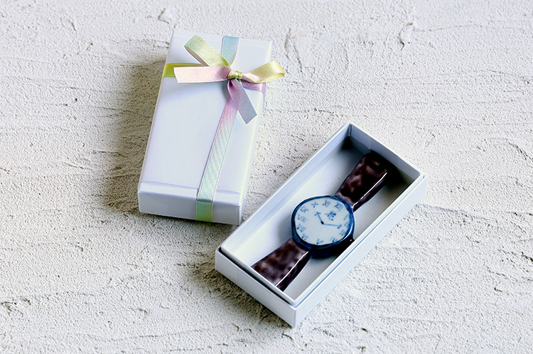 >カトラリーレスト時計（紫・希）箱付