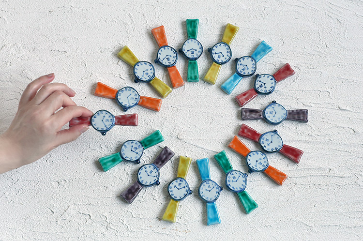 >カトラリーレスト時計（橙・希）箱付