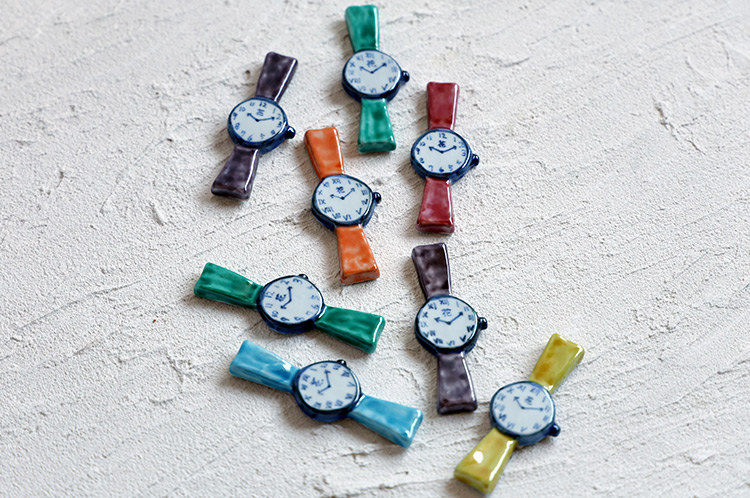 >カトラリーレスト時計（橙・希）箱付