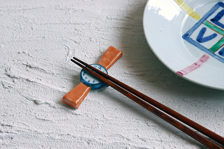 >カトラリーレスト時計（橙・希）箱付