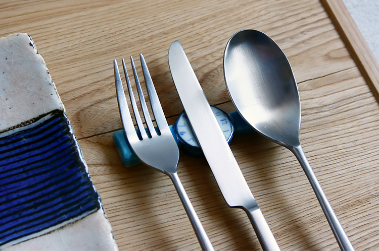 >カトラリーレスト時計（橙・希）箱付