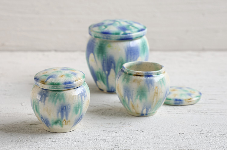 鈴木重孝 8 三彩流し釉蓋付壺（中） ｜ 暮らしのうつわ花田 和食器 通販