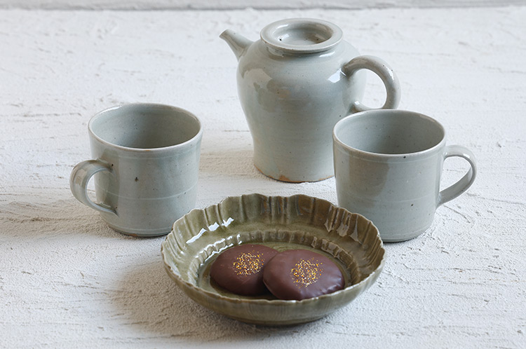 >1A ティーポットL青白磁