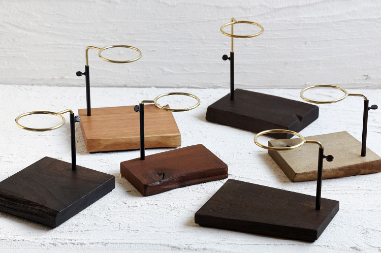 枯白 乾喬彰 5 ドリップスタンド ウォールナット 黒染 鉄板付