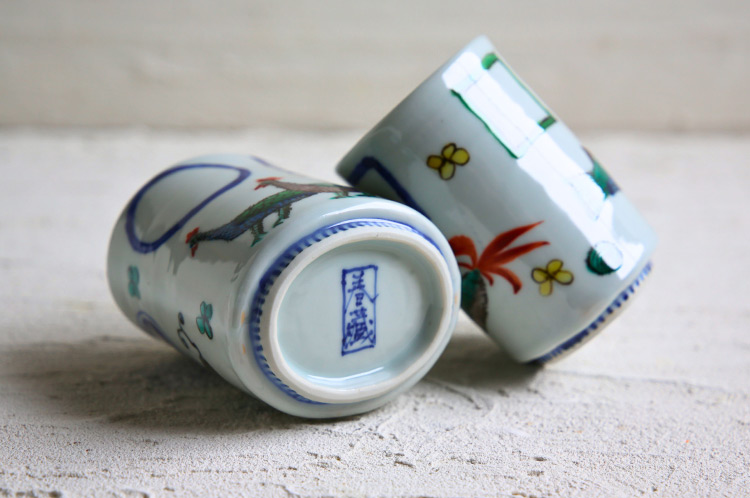 正木春蔵 色絵染附 鳥魚文楕円筒 ｜ 暮らしのうつわ花田 和食器 通販