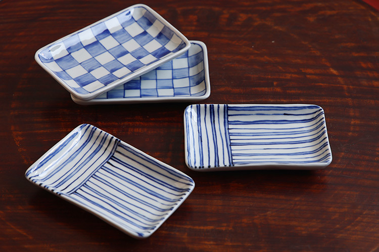 >長角小皿 市松