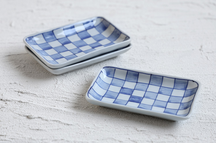 >長角小皿 市松