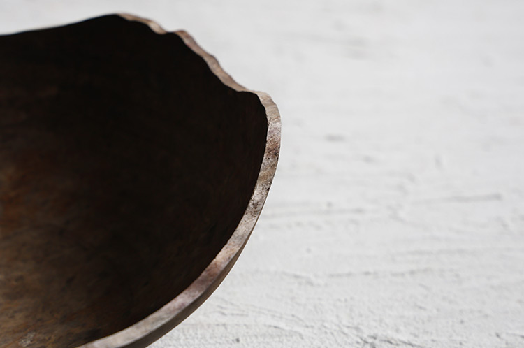 3 アースFin ボウルオブジェ カエデ（鉄媒染）/アース無塗装（飯田慎一）