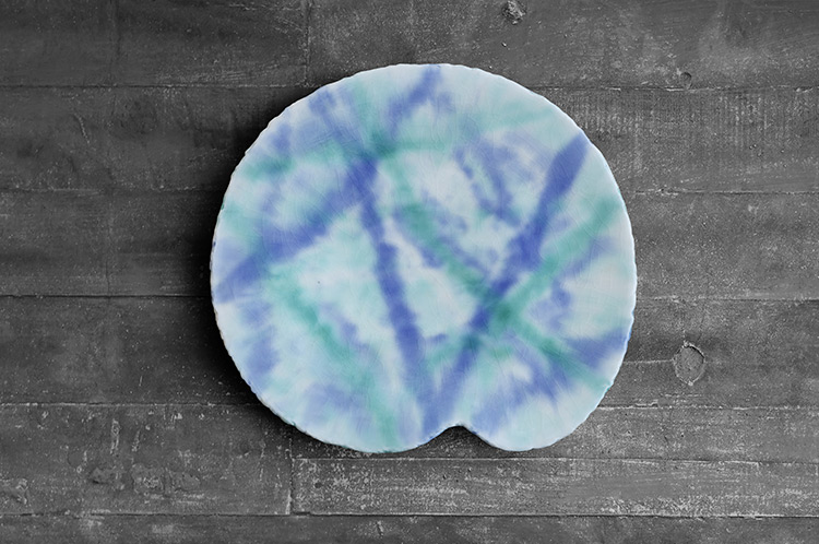 1 灰釉打ち水文パレット大皿