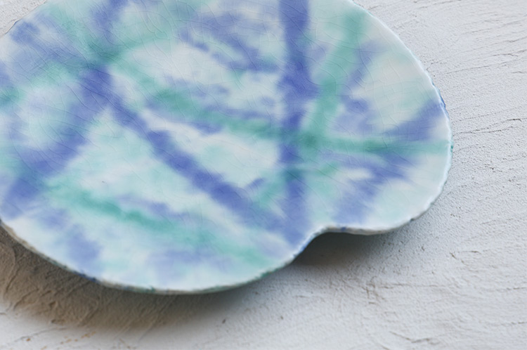 1 灰釉打ち水文パレット大皿