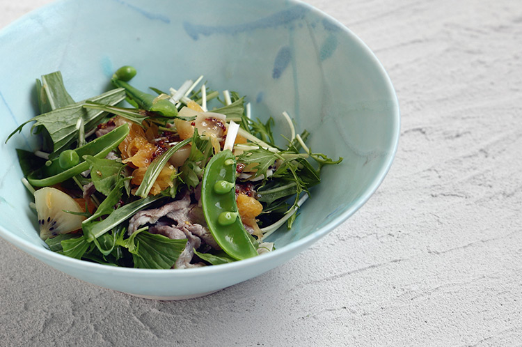 >14 トルコペールブルー釉打ち水文7寸鉢