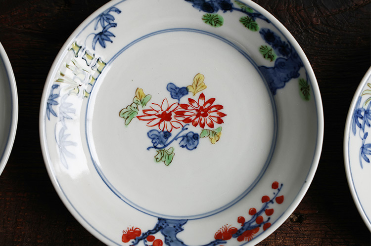 9 5寸皿 色絵 松竹梅