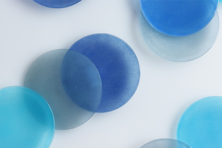 >21A colors丸皿 青系艶あり