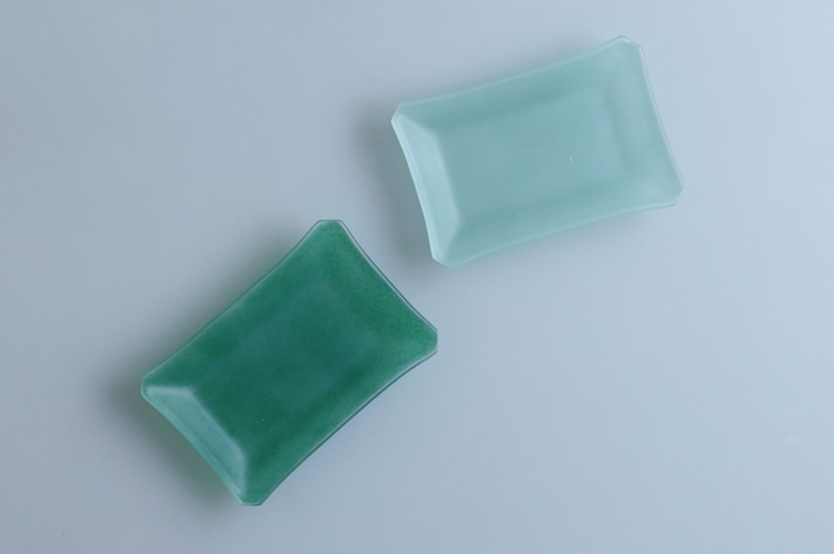 >14B colors長方深皿 緑系フロスト