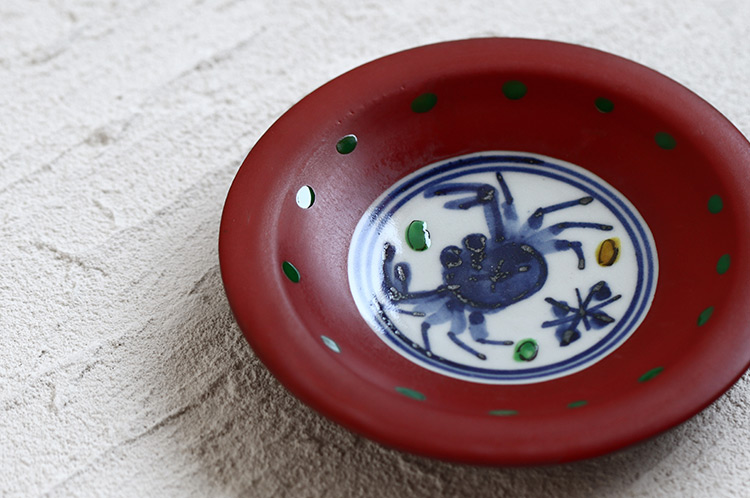 廣野俊彦 26 染付蟹渕赤塗小皿 ｜ 暮らしのうつわ花田 和食器 通販