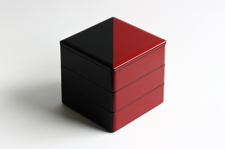 浄法寺 三段角重箱（片身替） ｜ 暮らしのうつわ花田 和食器 通販