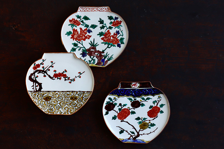 山本恭代 壺形皿色絵花枝文 ｜ 暮らしのうつわ花田 和食器 通販