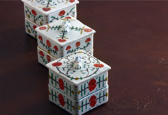 イトウサトミ　お重　陶器 新品未使用✳︎イトウサトミ陶器お重箱蓋付き6点セット